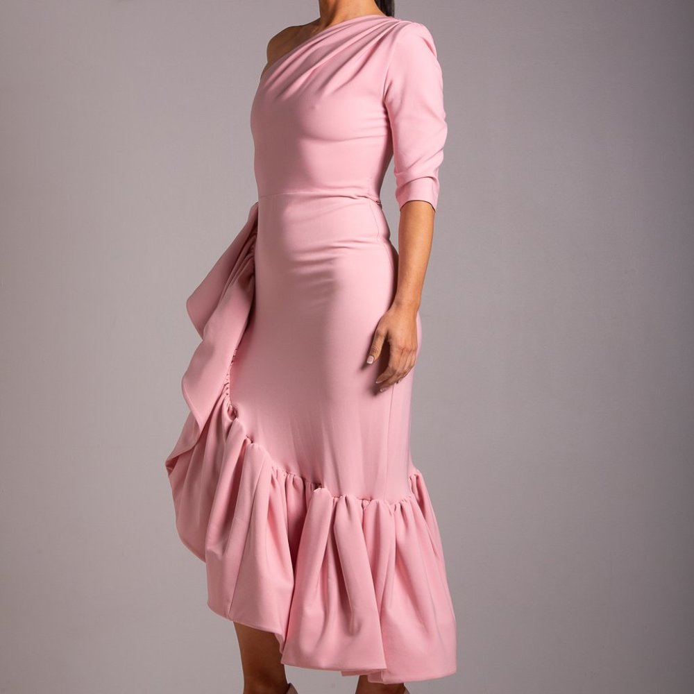 ONE SHOULDER PINK ASYMMETRICAL DRESS SIZE 6